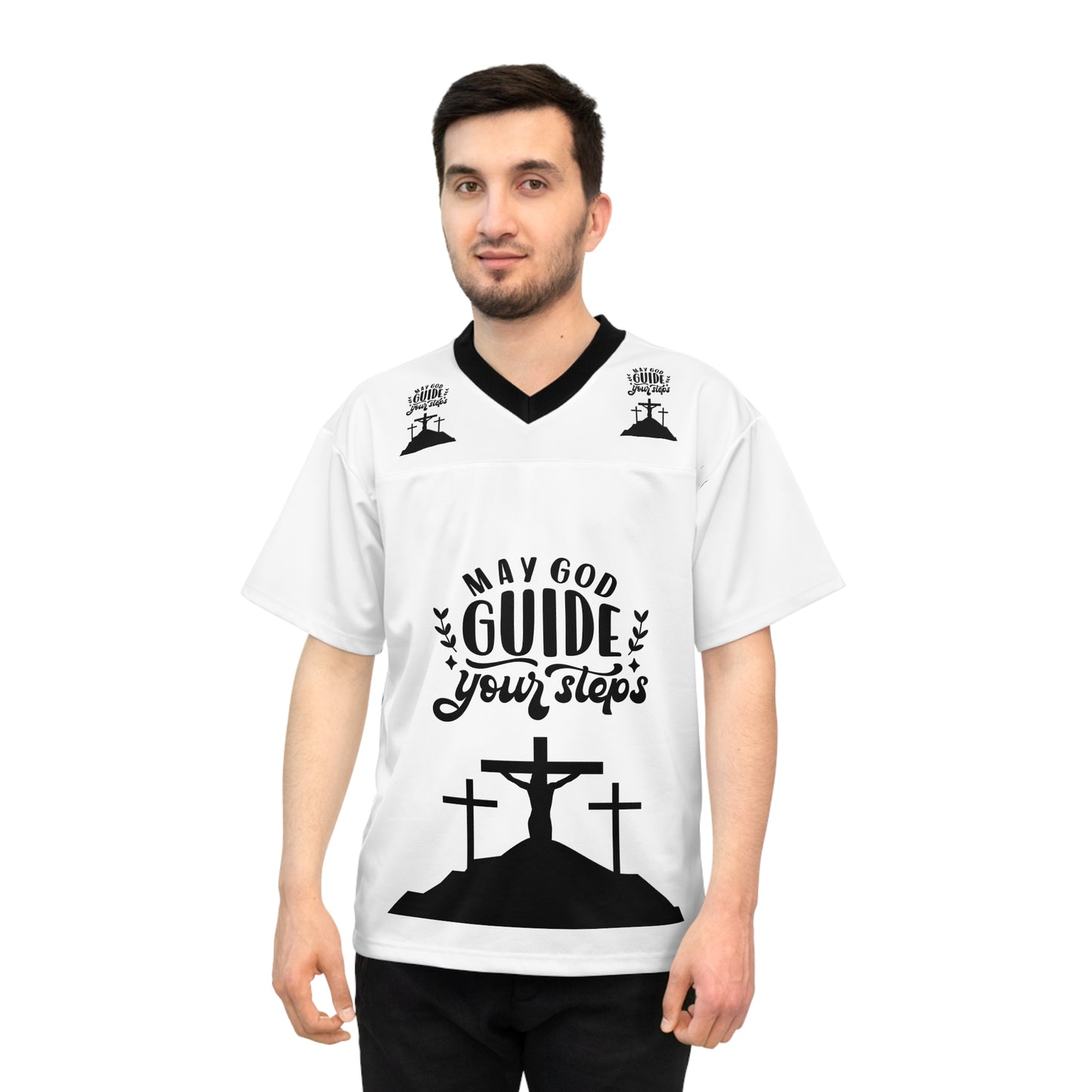 Inspirational Unisex Football Jersey - 'May God Guide Your Steps'