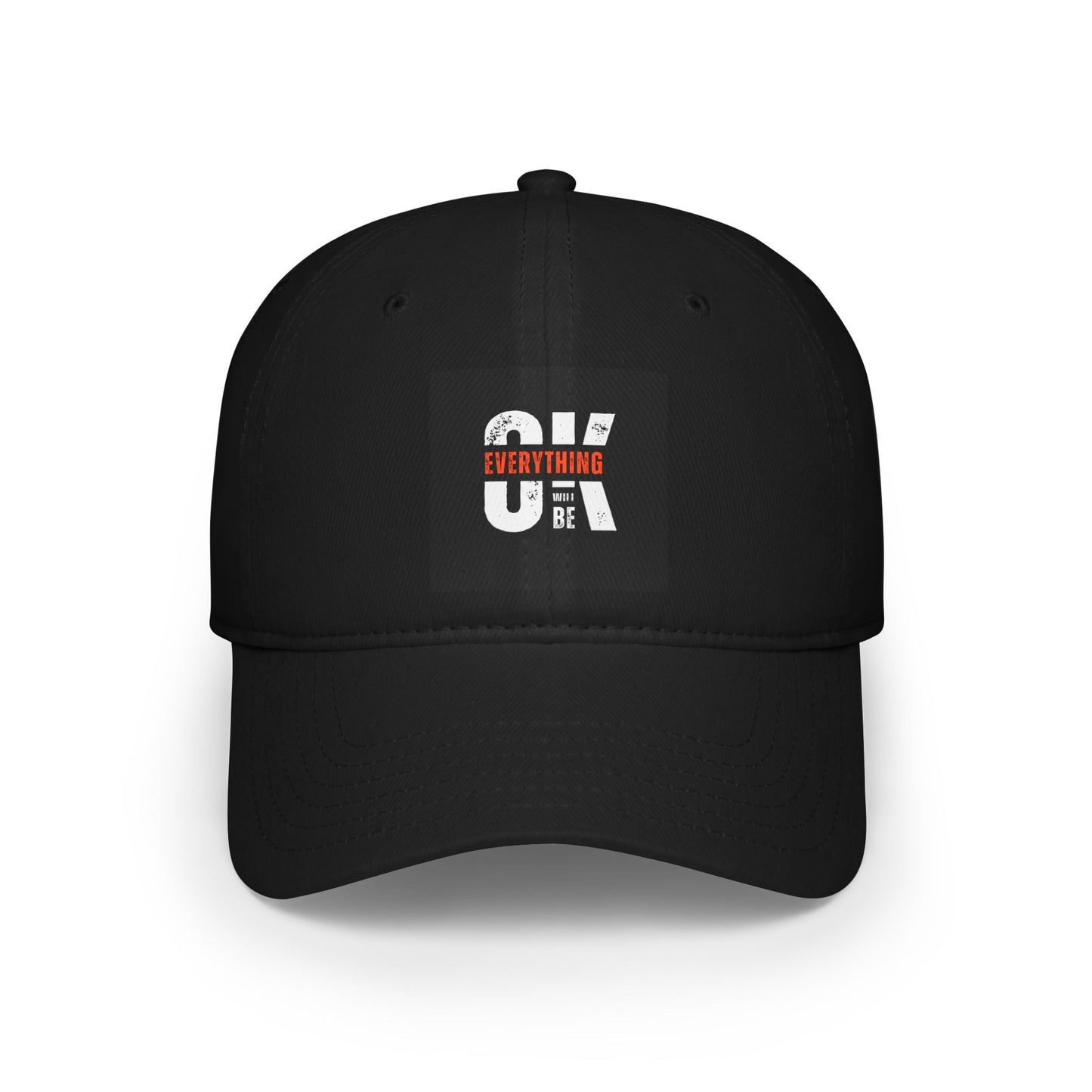 Everything Will Be OK Low Profile Baseball Cap - Positive Vibe, Adjustable Red Hat