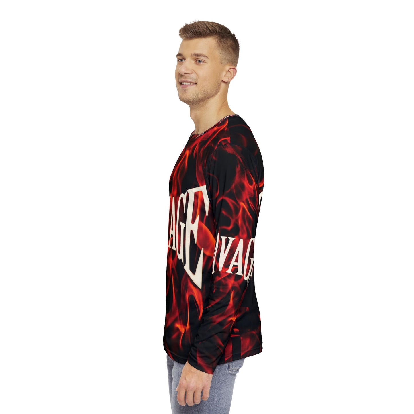 Savage Flame Long Sleeve Shirt - Bold Flame Design for Trendsetters