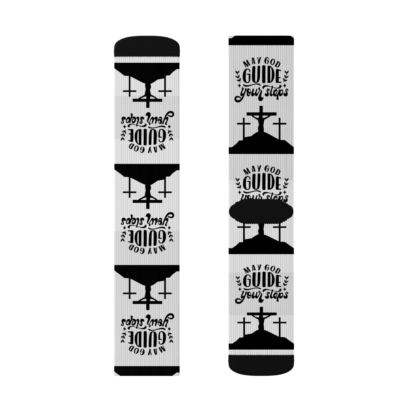 Faith-Inspired Sublimation Socks - "May God Guide Your Steps"