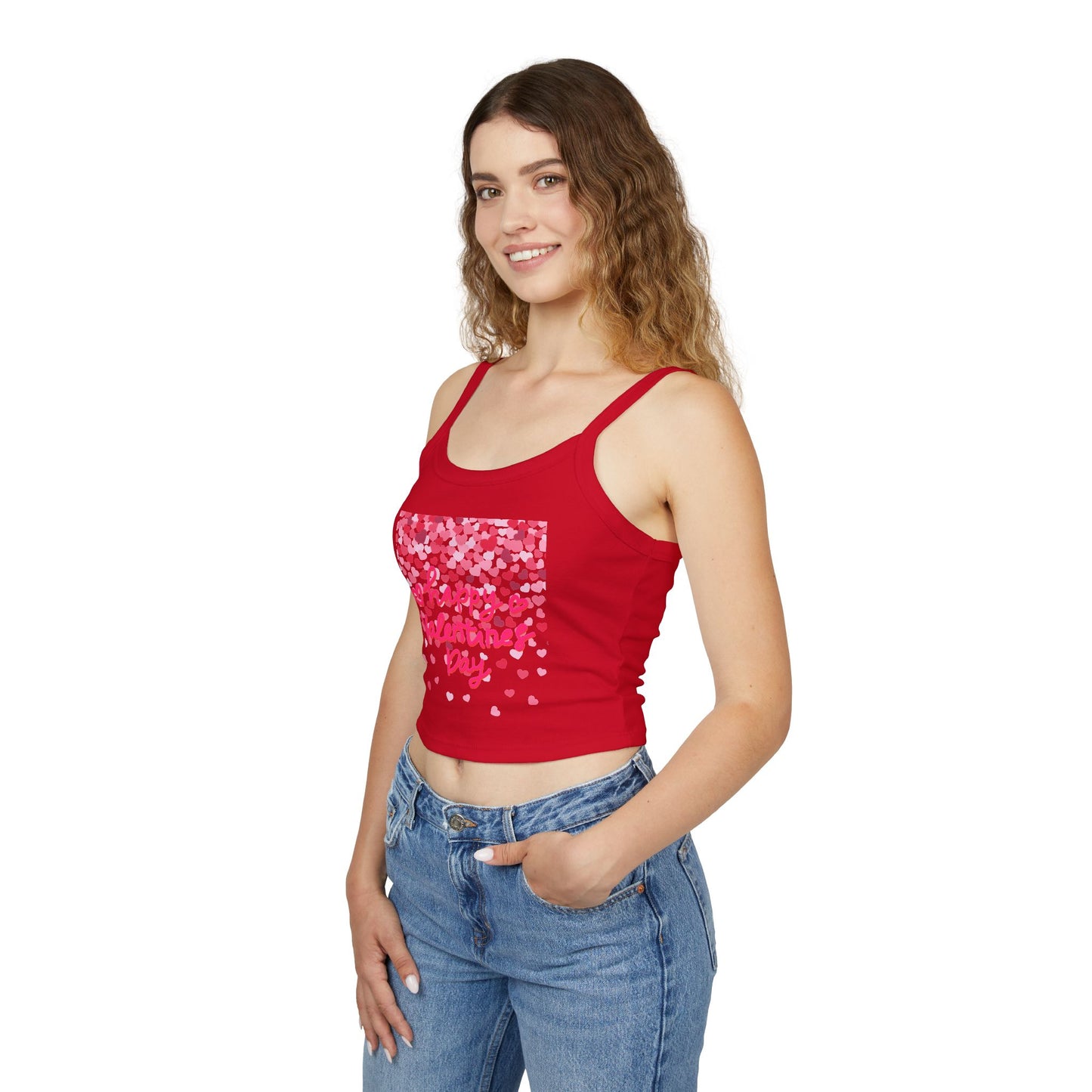 Valentine's Day Heart Pattern Women's Spaghetti Strap Tank Top