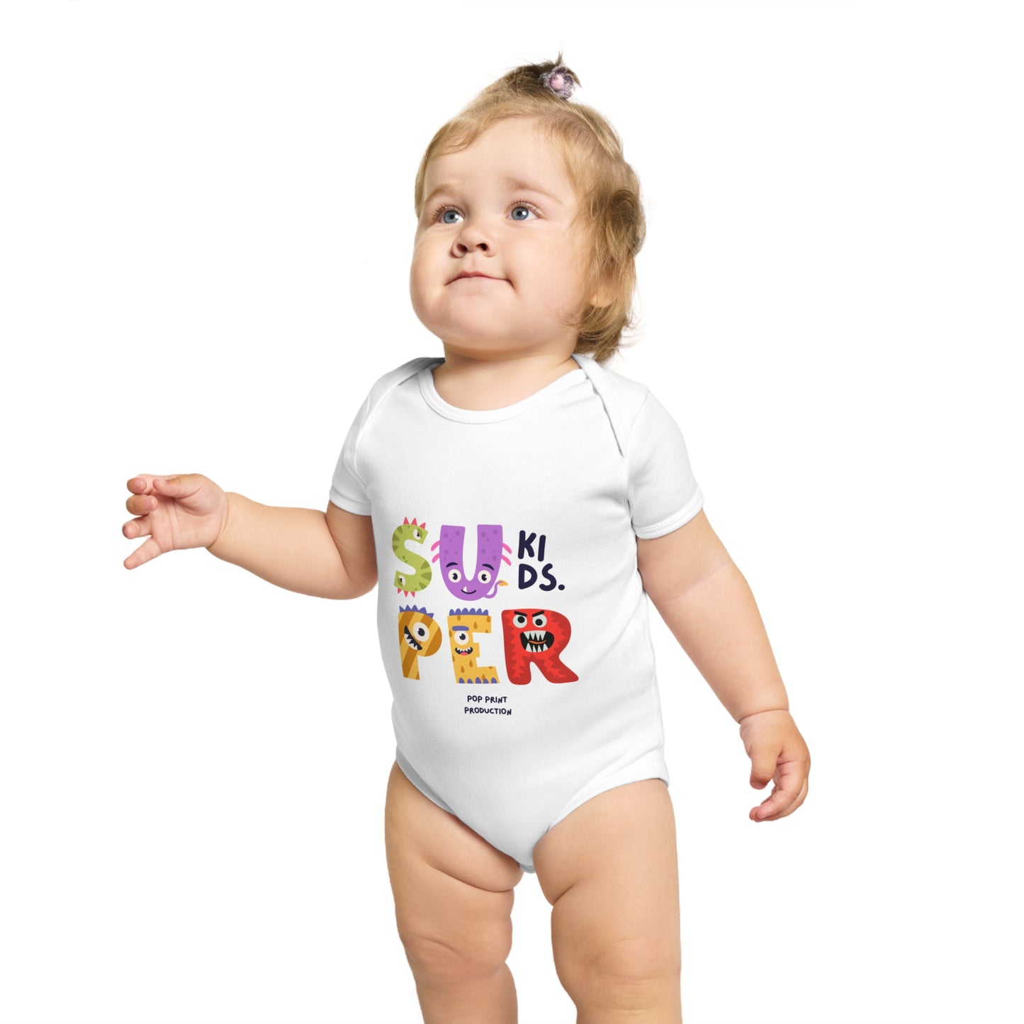 Super Kids Short Sleeve Baby Bodysuit - Fun & Colorful Design for Playful Infants