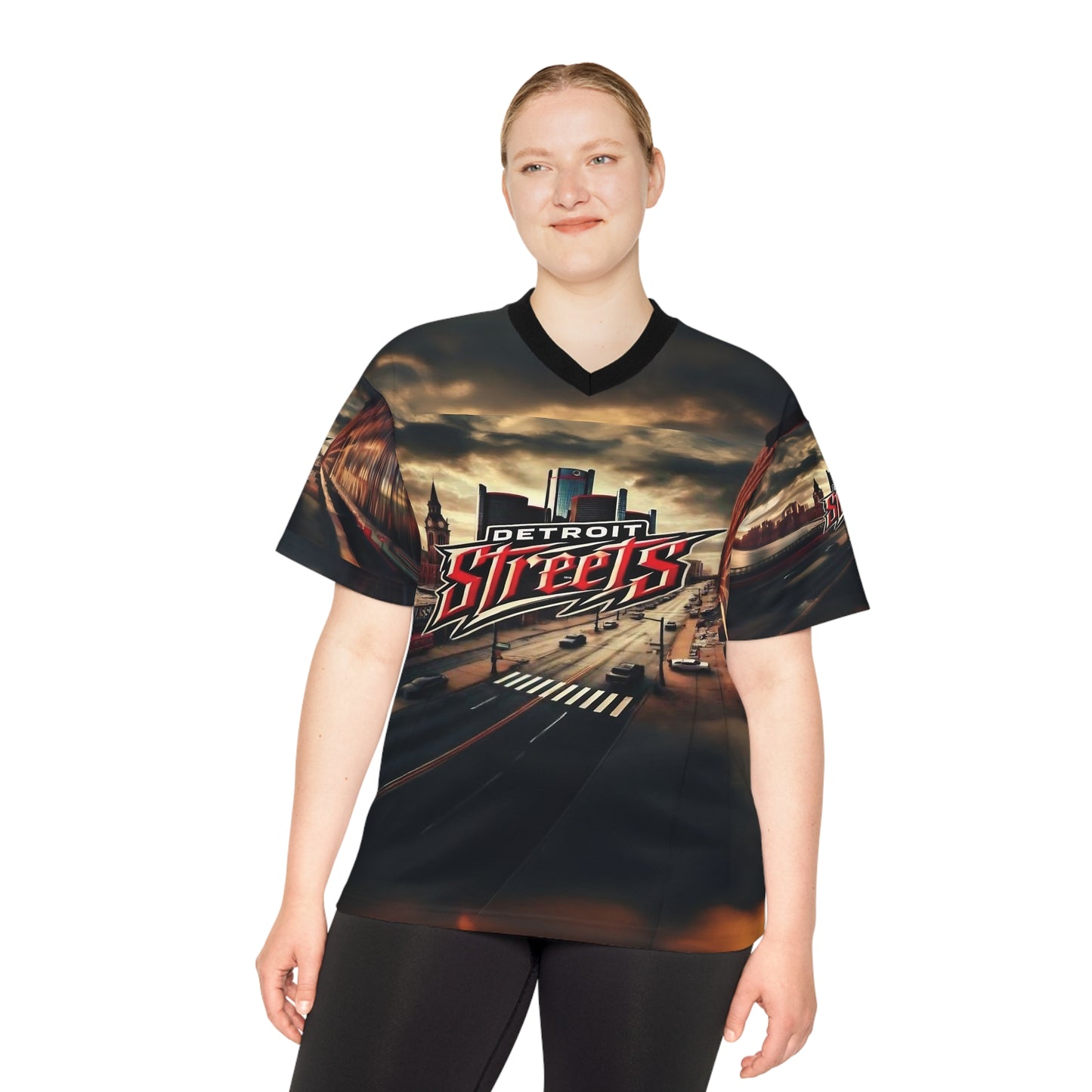 Detroit Streets Unisex Football Jersey - Bold Street Art Design for Sports Enthusiasts