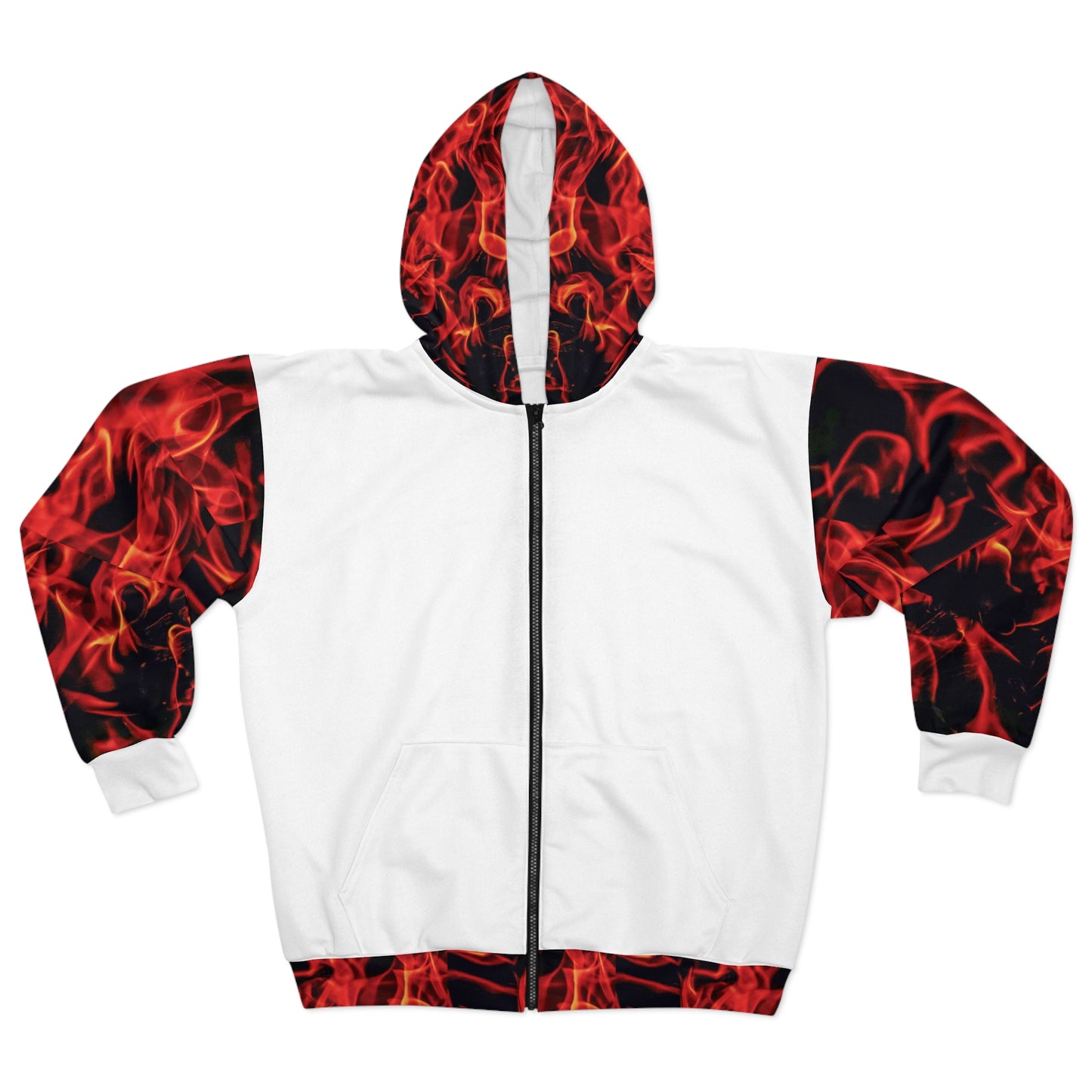 Bold Flame Design Unisex Zip Hoodie - Perfect for Cool Nights & Festivals