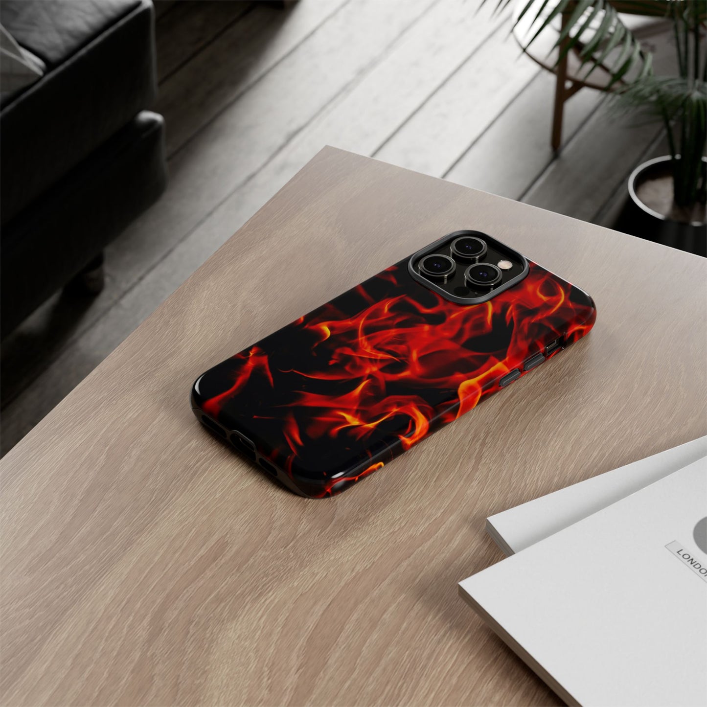 Fire Design Tough Phone Case - Bold Protection with Fiery Vibes