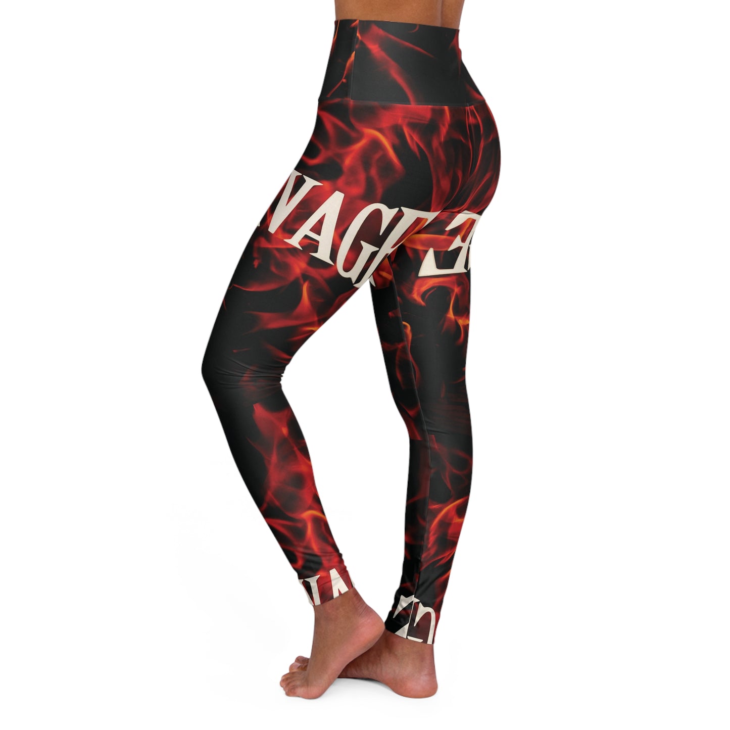 High Waisted Yoga Leggings - Bold Flame Design for Active Lifestyles