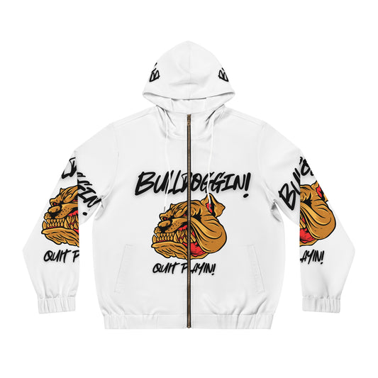 Men's Full-Zip Hoodie - Bulldoggin' Don't Play Design