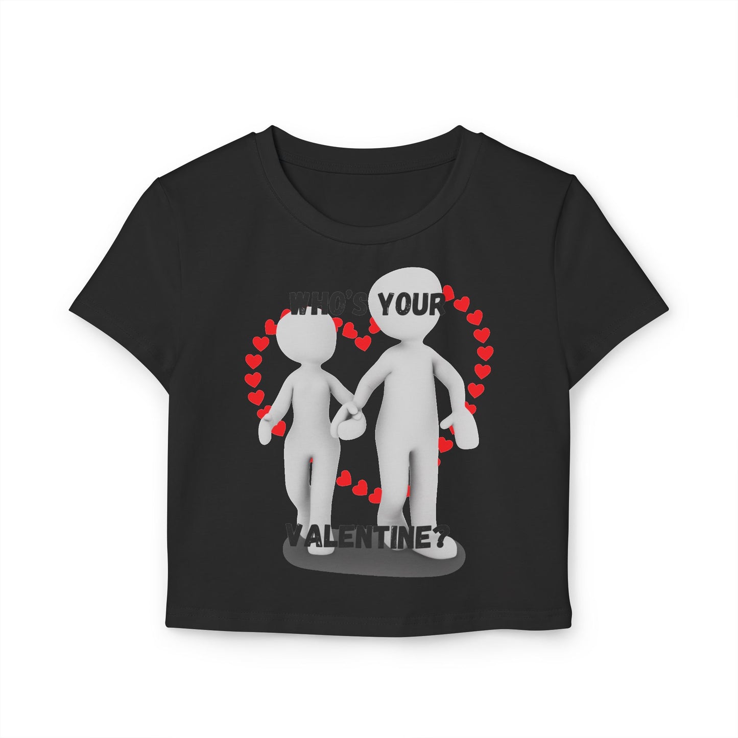 Valentine's Day Women's Baby Tee - 'Who's Your Valentine?' Cute Graphic Top