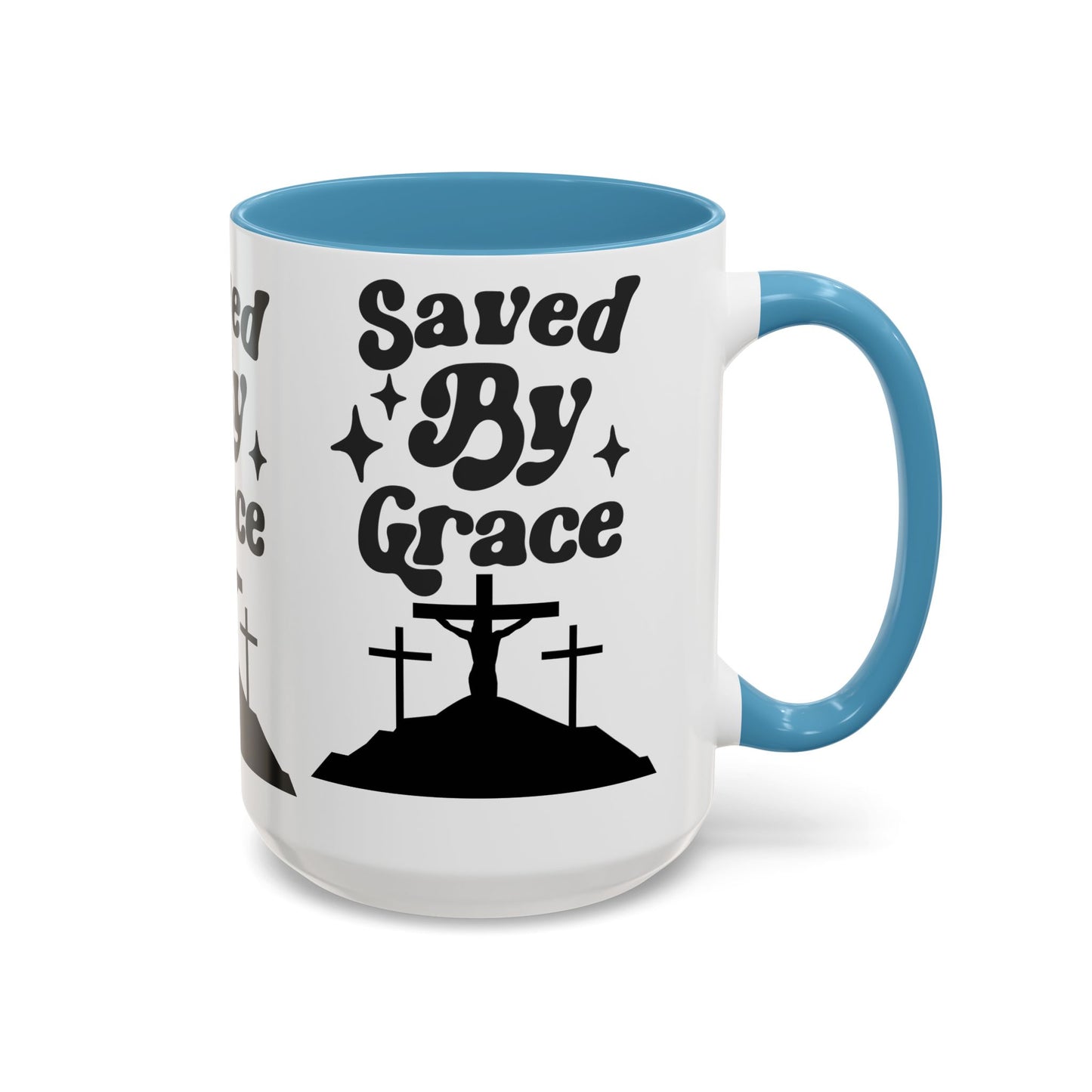 Saved By Grace Accent Coffee Mug - Inspirational Christian Gift (11, 15oz)