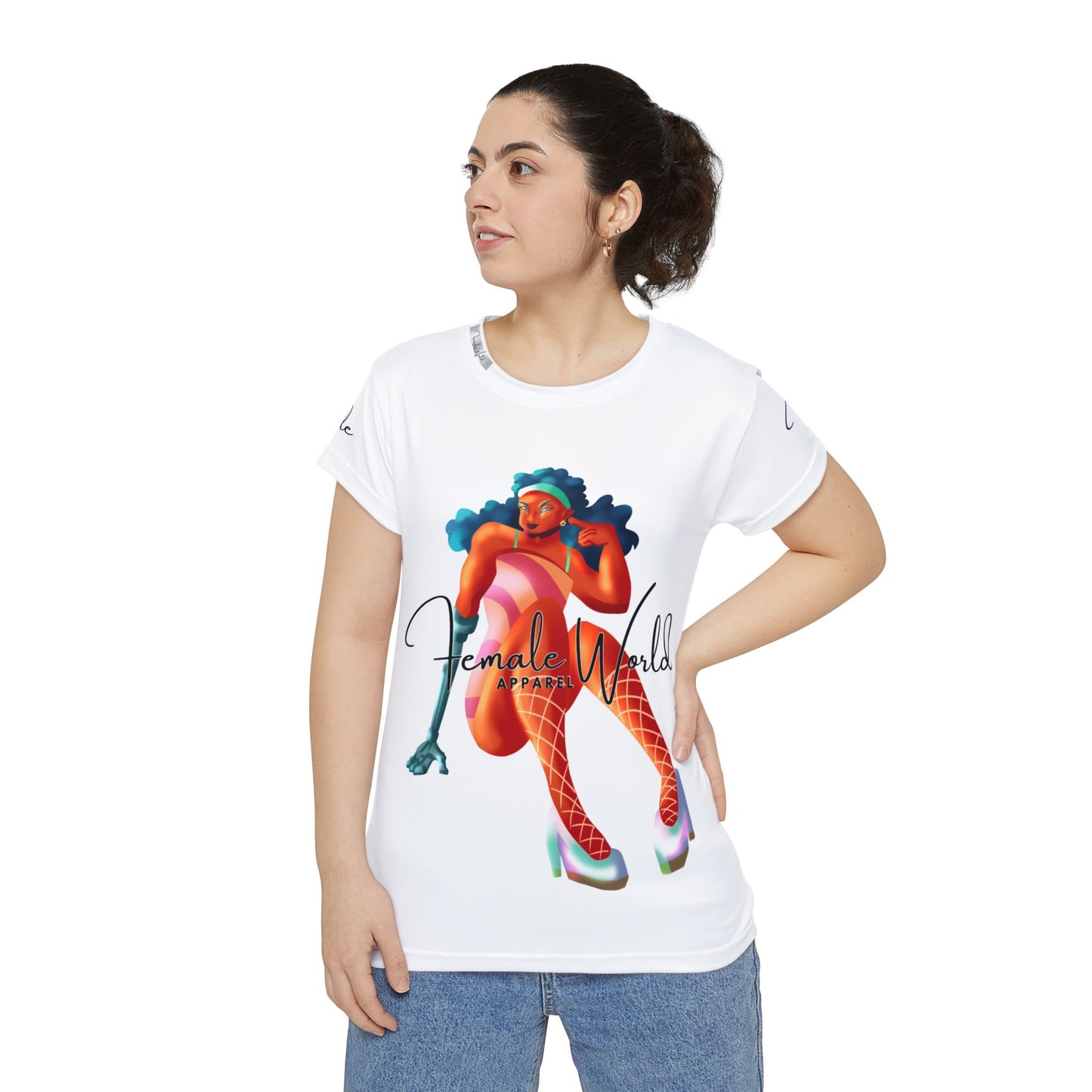 Empowering Women's Short Sleeve Shirt - ‘Female World’ Design for Confident Style