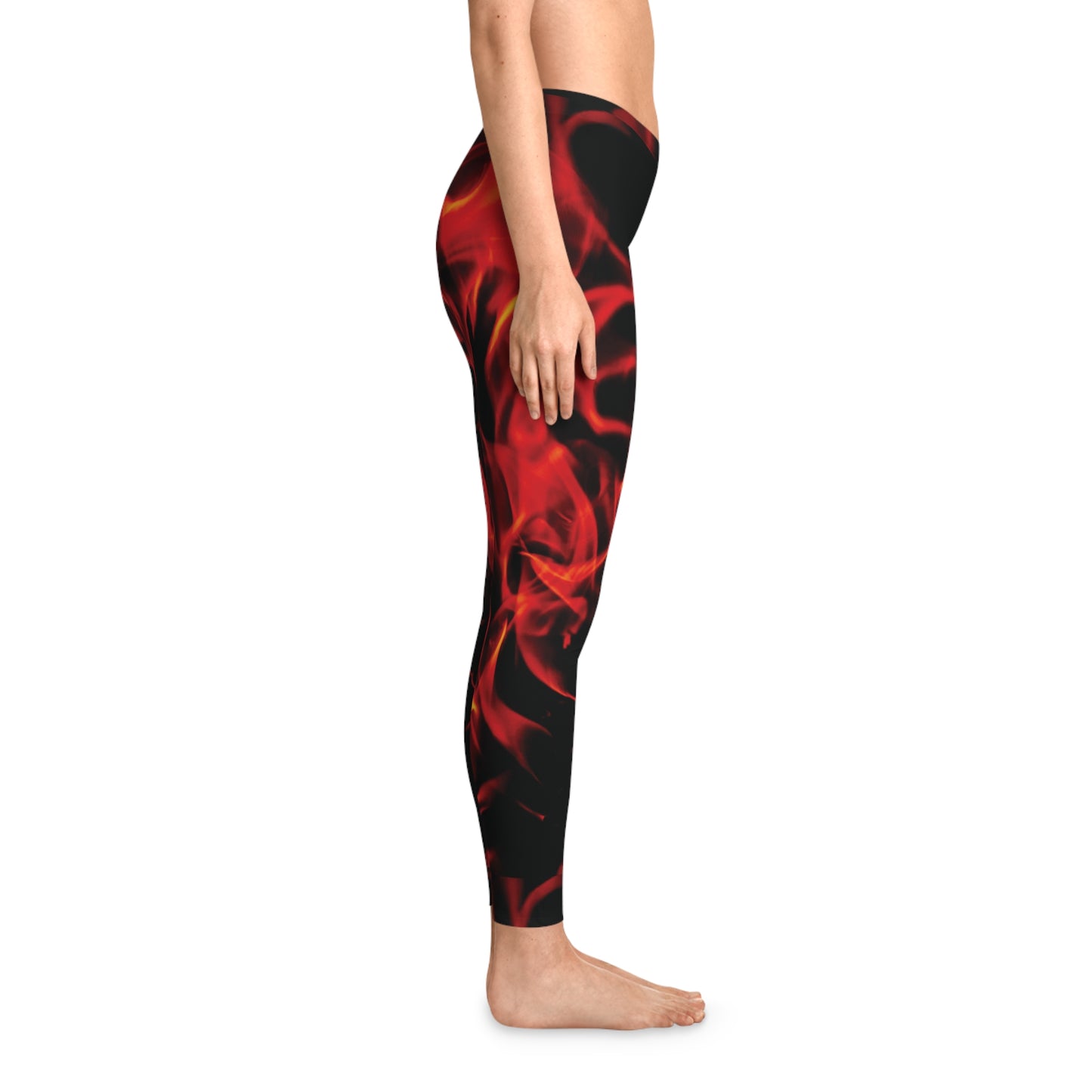 Fiery Flame Print Stretchy Leggings - Stylish Athleisure for Fitness Enthusiasts