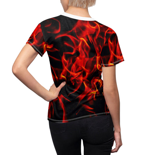 Fiery Women's Cut & Sew Tee - Bold Graphic Tee for Trendsetters