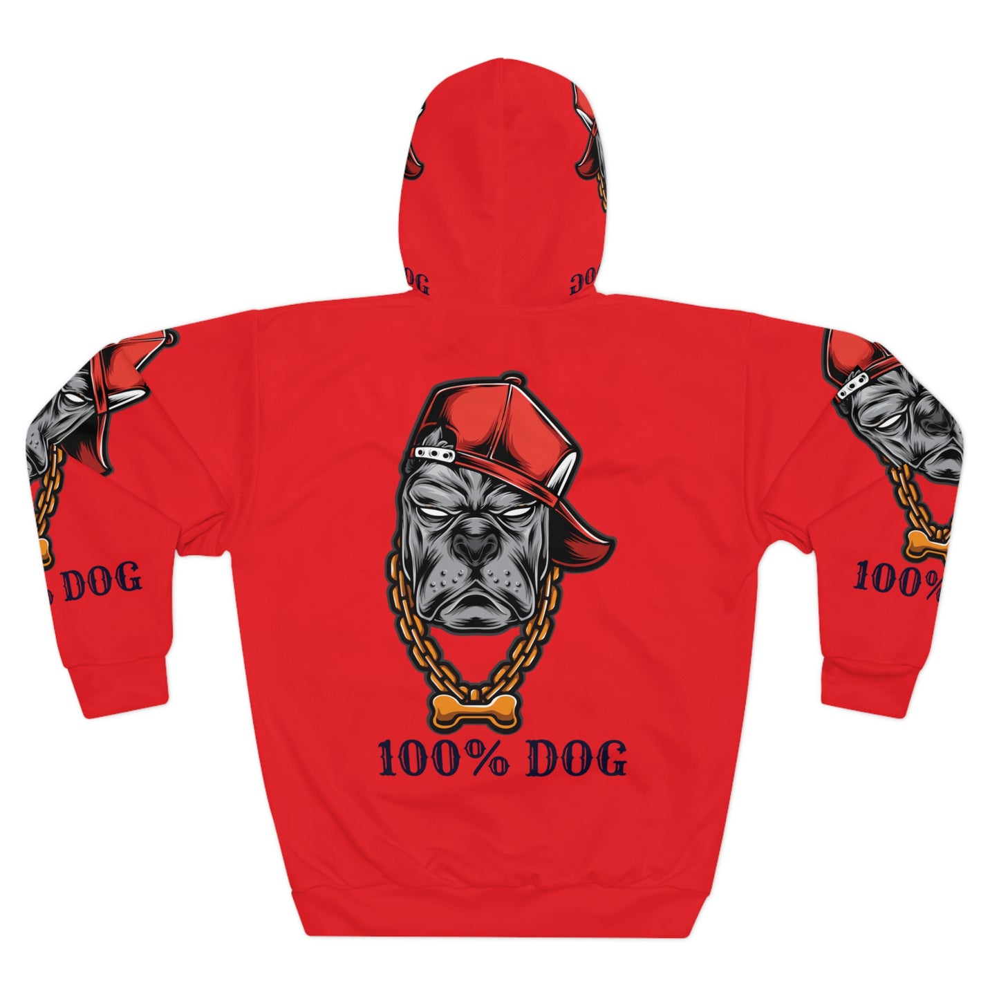 100% Dog Unisex Pullover Hoodie - Bold Red Pet Lover Apparel