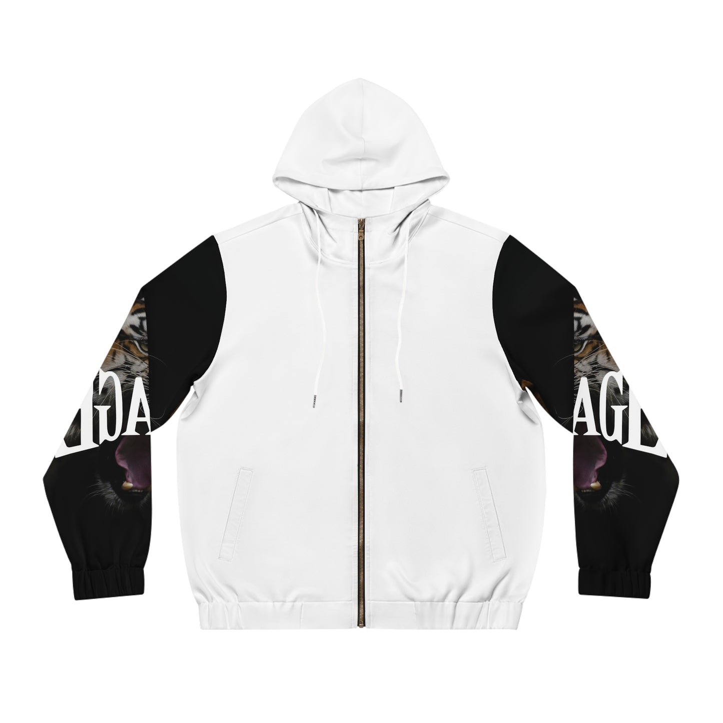 Savage Tiger Men's Full-Zip Hoodie - Fierce Tiger Design for Animal Lovers