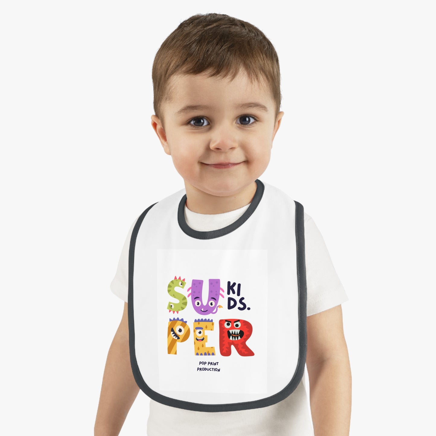 Super Kids Contrast Trim Baby Bib - Fun & Playful Design for Messy Meals