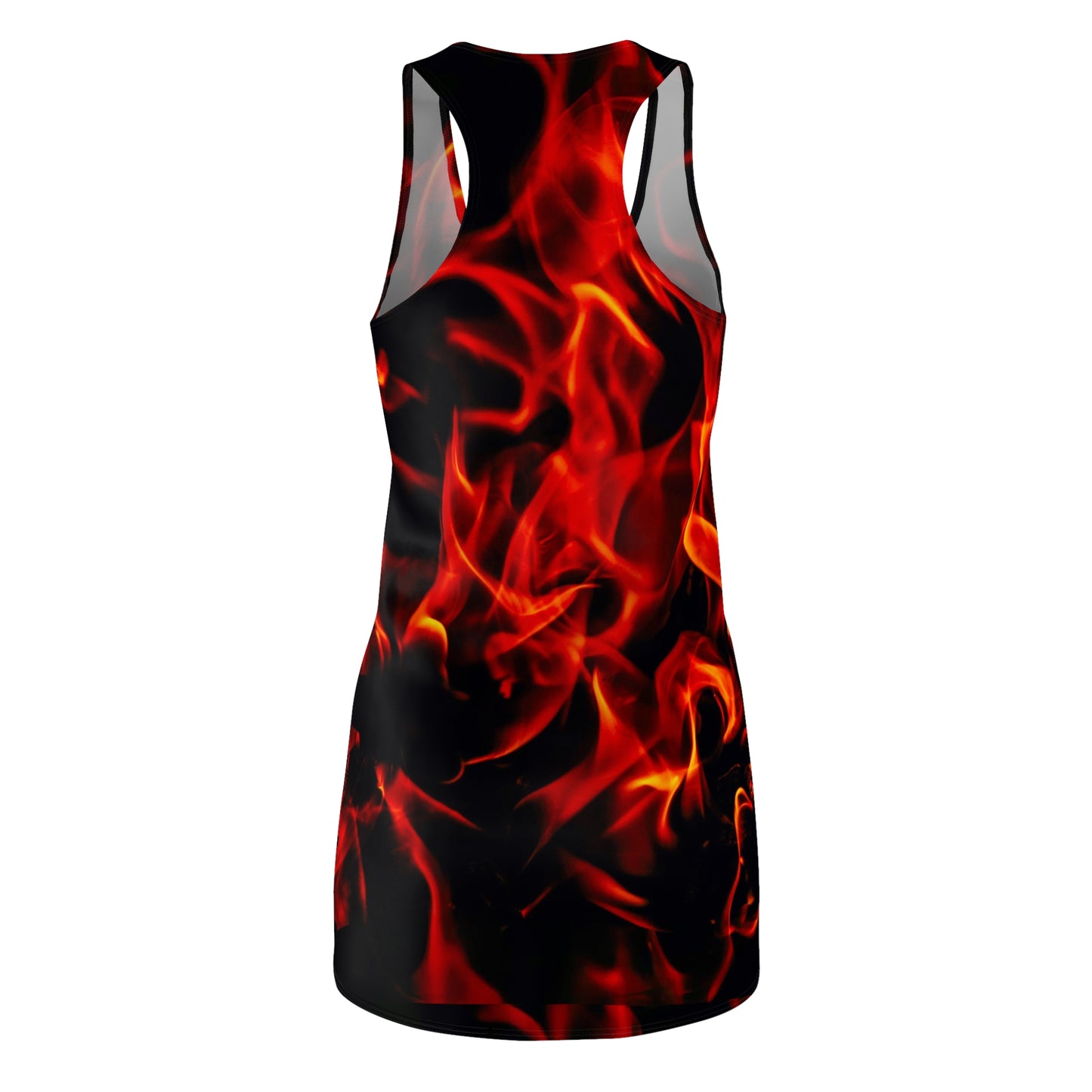 Fiery Women's Racerback Dress - Bold Flame Design for Summer and Festivals