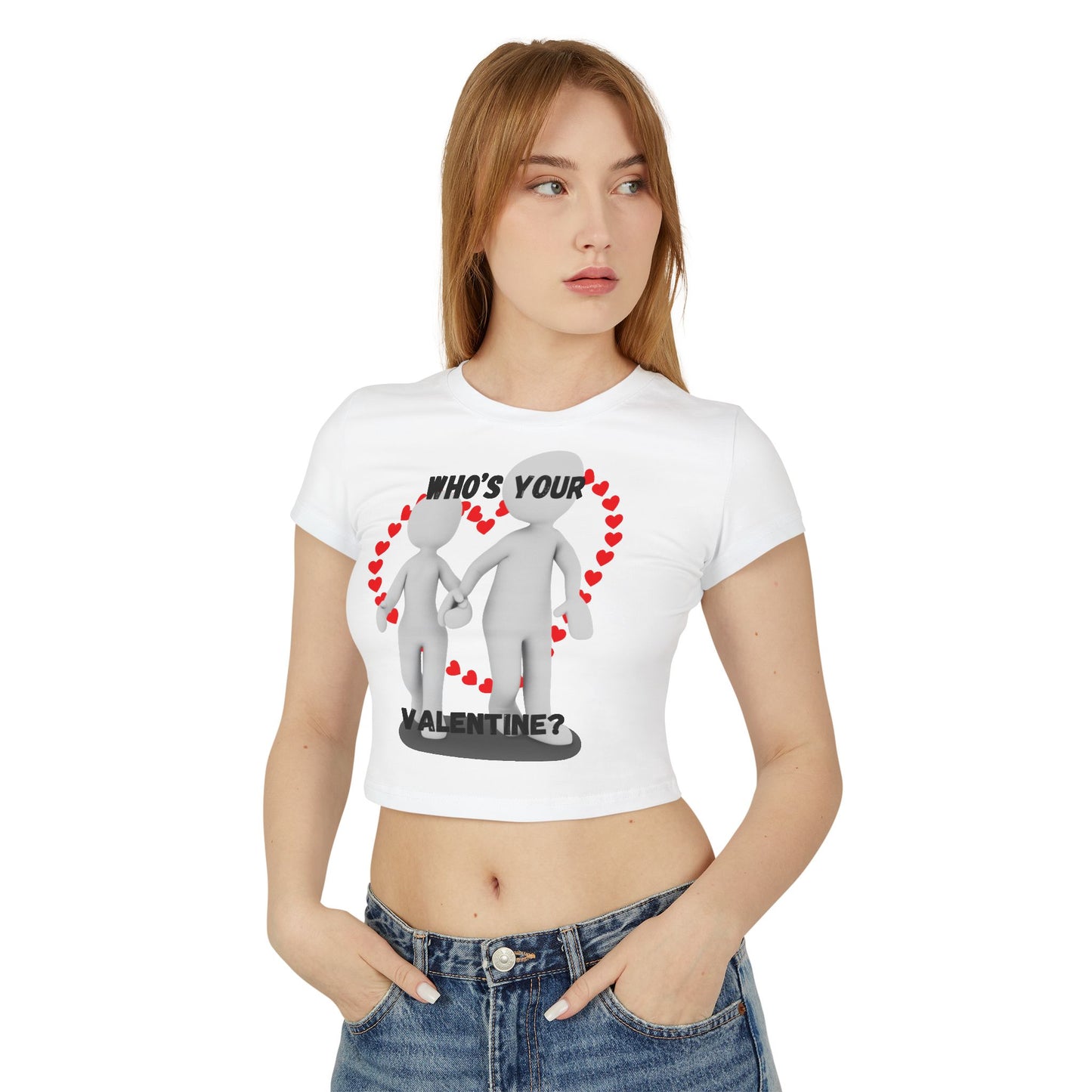 Valentine's Day Women's Baby Tee - 'Who's Your Valentine?' Cute Graphic Top