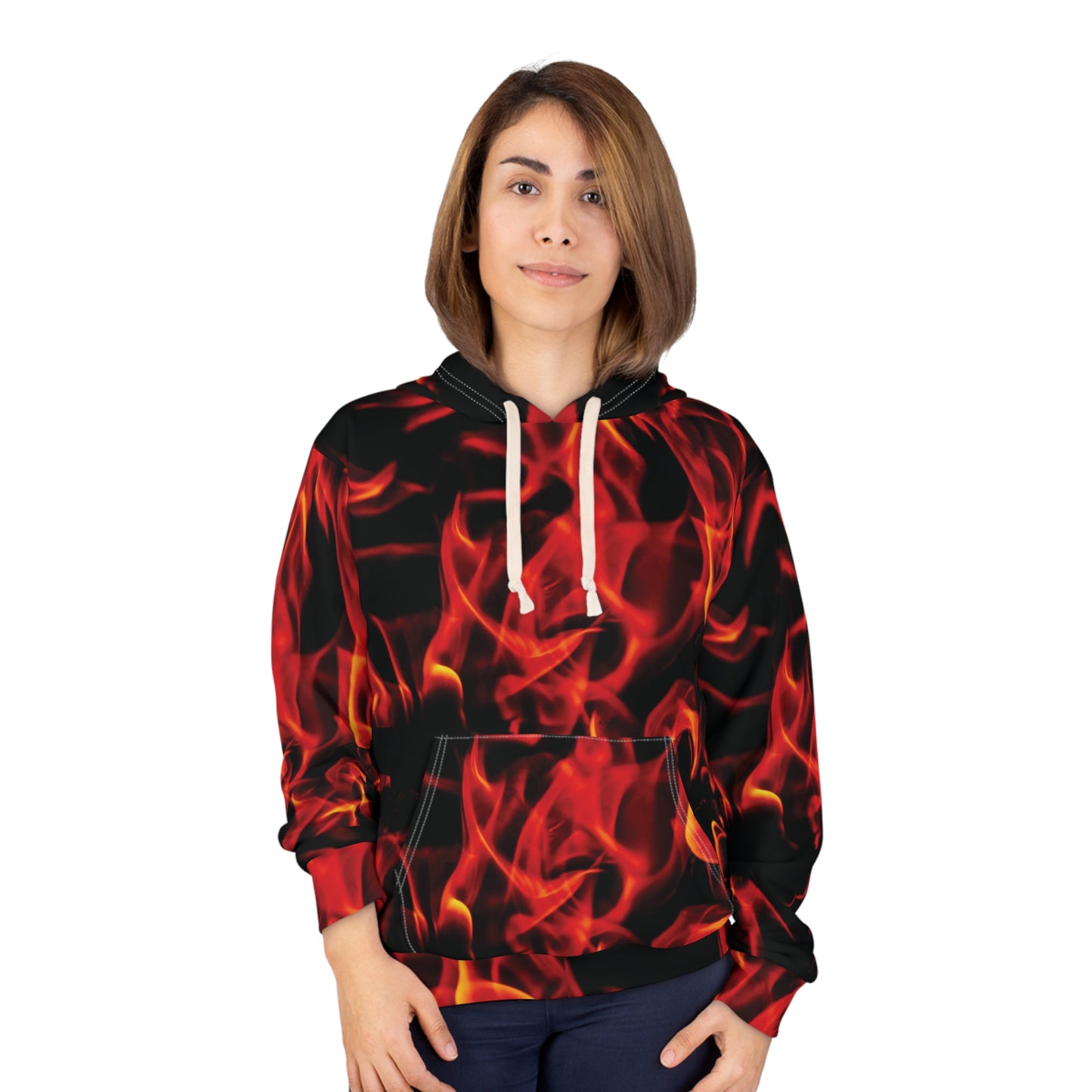 Fiery Flames Unisex Pullover Hoodie | Trendy & Cozy Apparel for Casual Wear