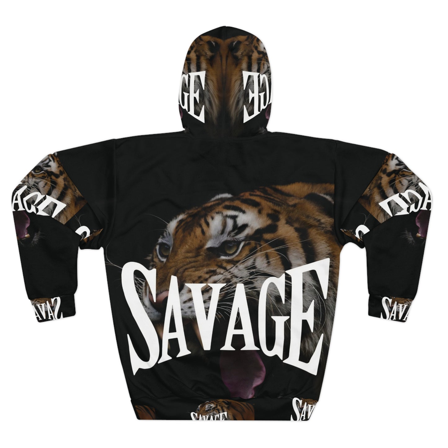 Savage Tiger Unisex Pullover Hoodie - Bold Graphic Hoodie for Streetwear Style