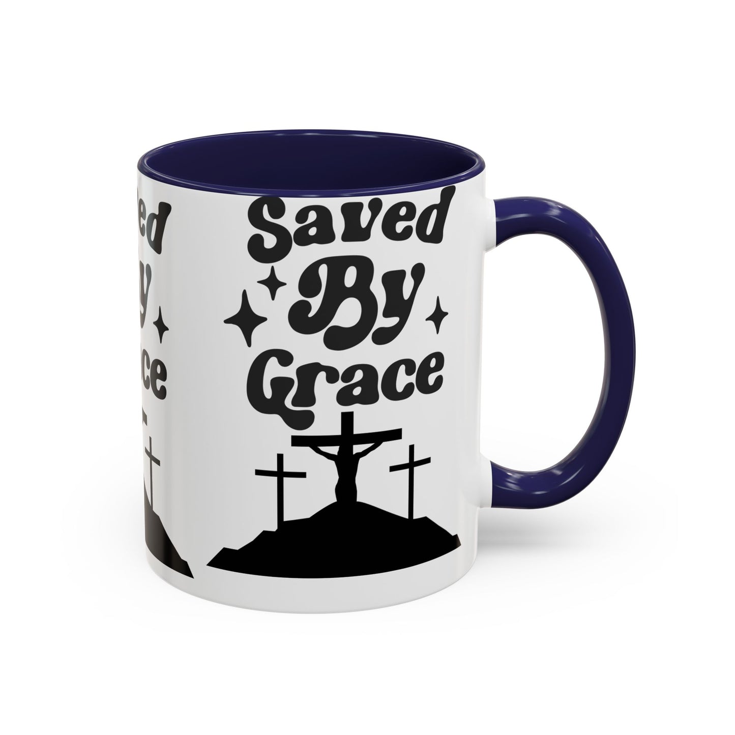 Saved By Grace Accent Coffee Mug - Inspirational Christian Gift (11, 15oz)