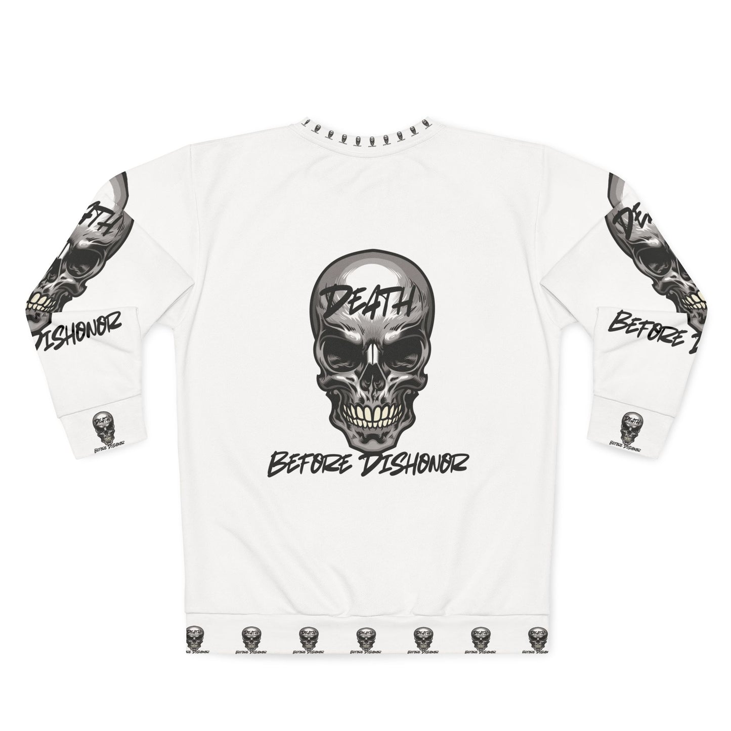 Unisex Skull Sweatshirt - 'Death Before Dishonor' Design