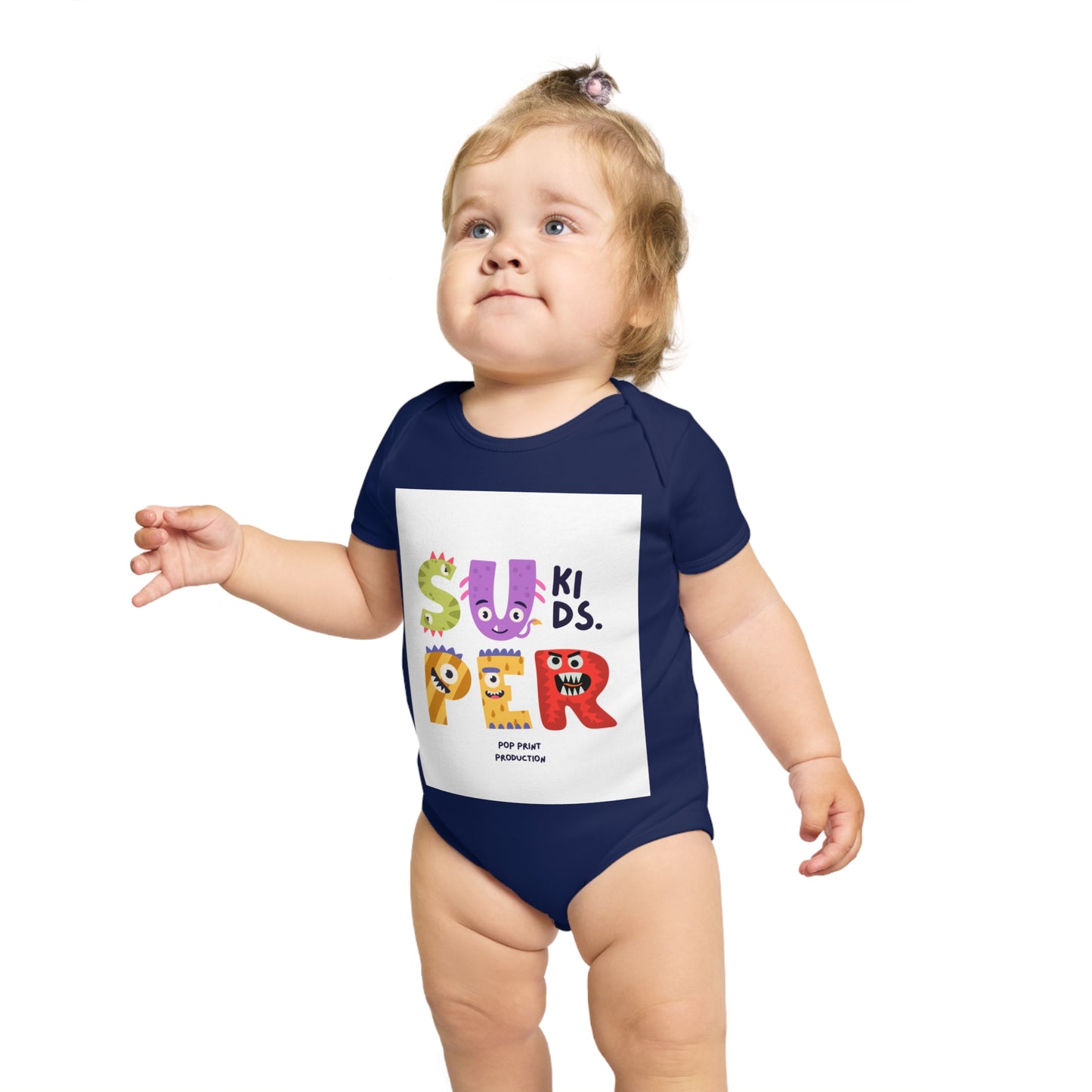 Super Kids Short Sleeve Baby Bodysuit - Fun & Colorful Design for Playful Infants