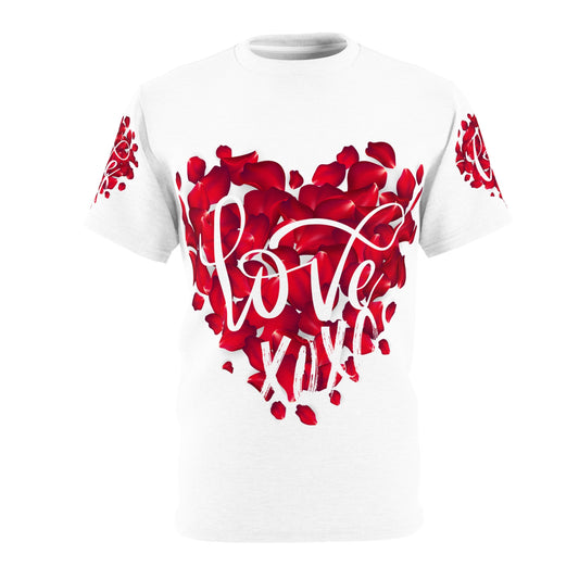 Love Heart Unisex Cut & Sew Tee - Romantic Floral Design