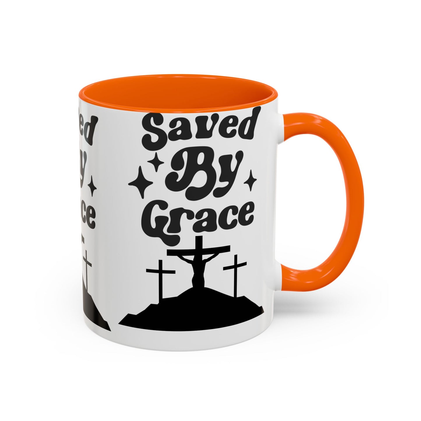 Saved By Grace Accent Coffee Mug - Inspirational Christian Gift (11, 15oz)