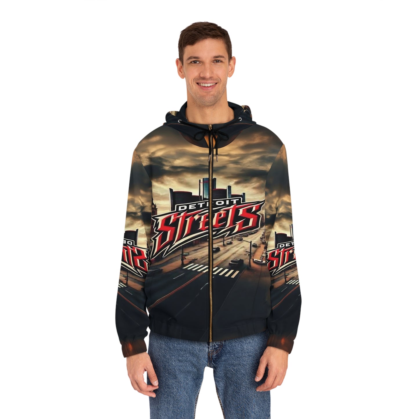 Detroit Streets Men's Full-Zip Hoodie - Urban Style & Comfort