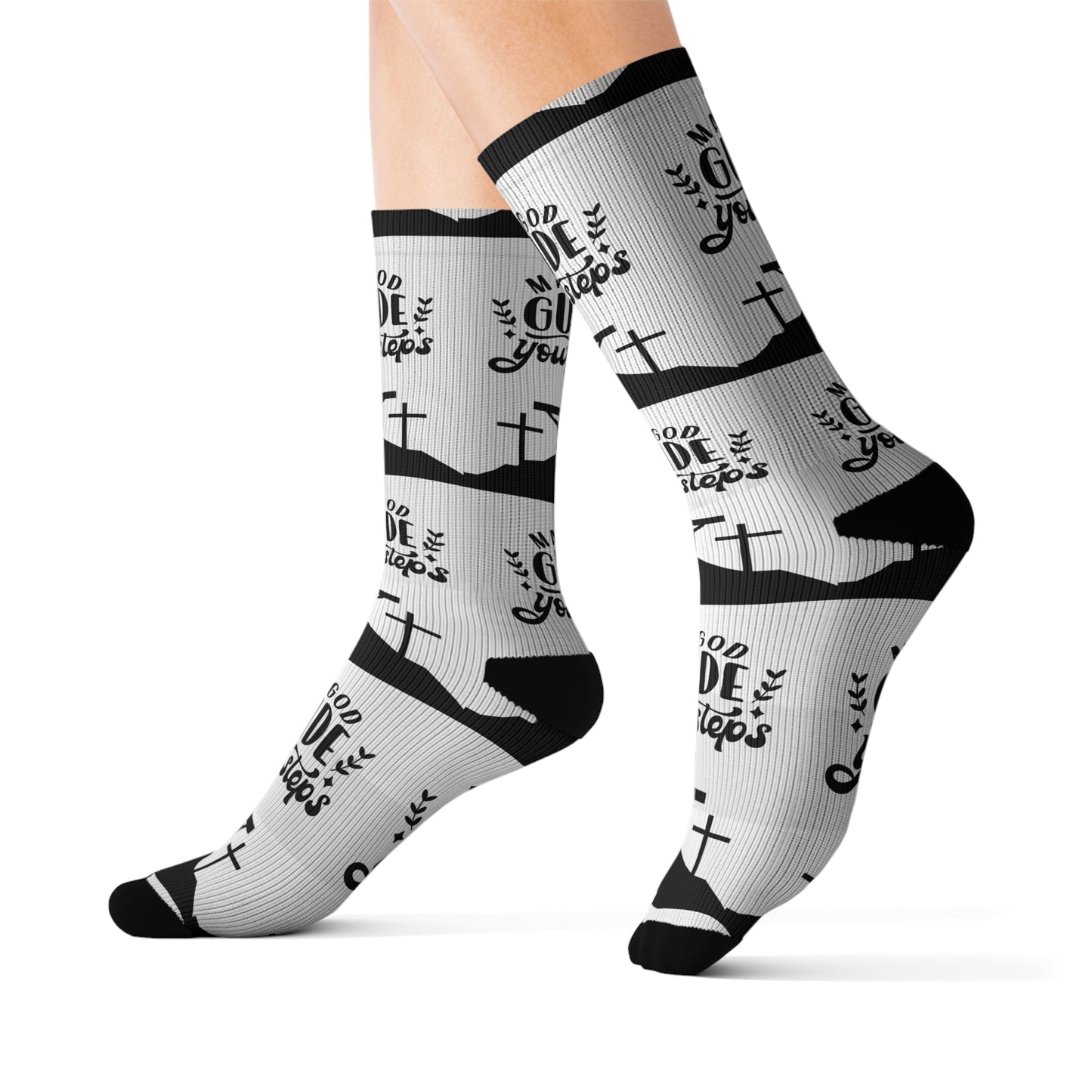 Faith-Inspired Sublimation Socks - "May God Guide Your Steps"