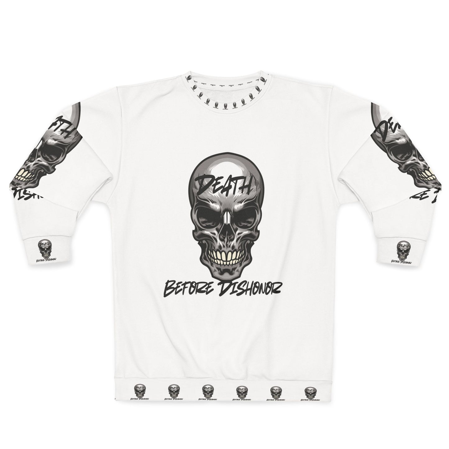 Unisex Skull Sweatshirt - 'Death Before Dishonor' Design