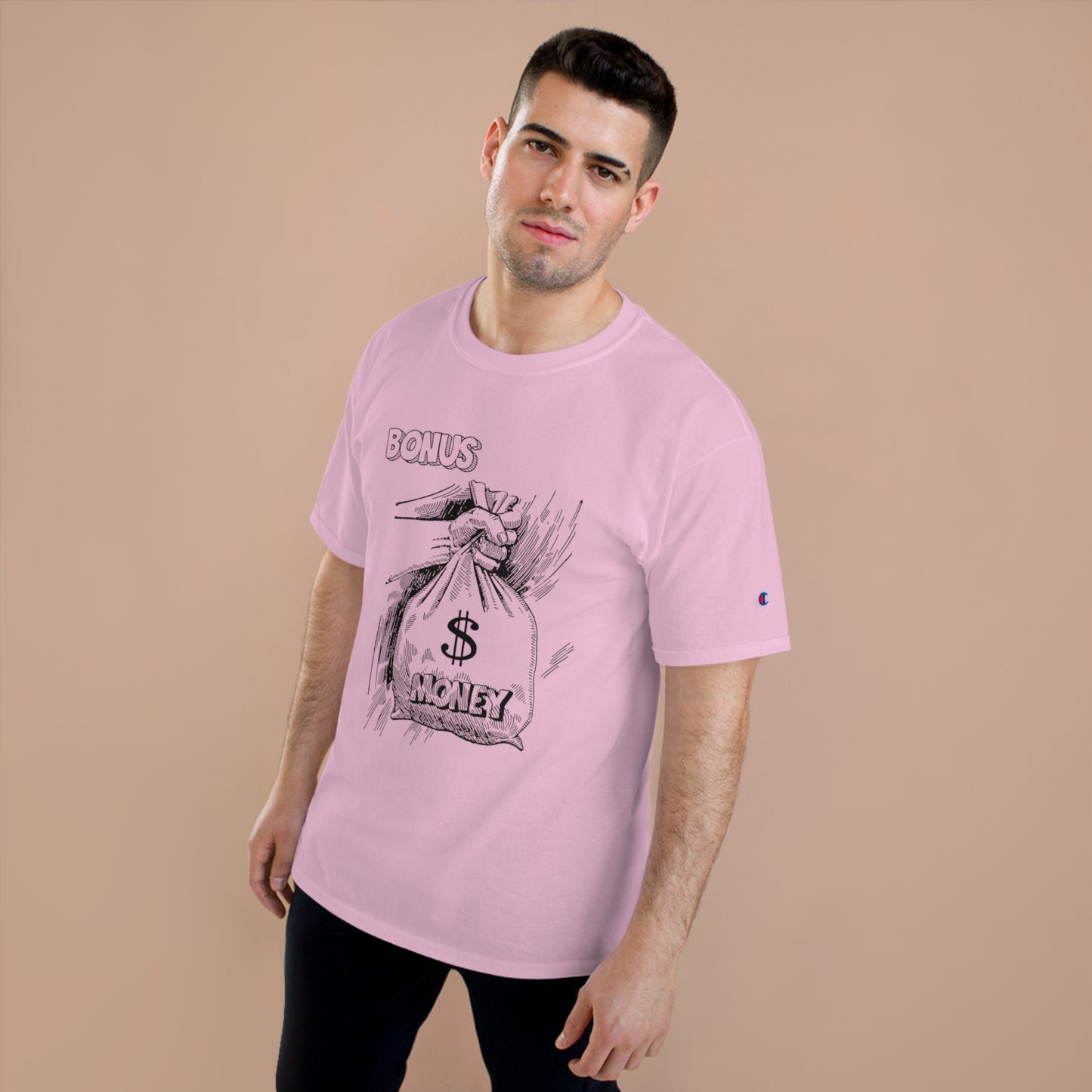 Champion Bonus Money Graphic T-Shirt - Casual Wear for Celebrations & Gift Giving