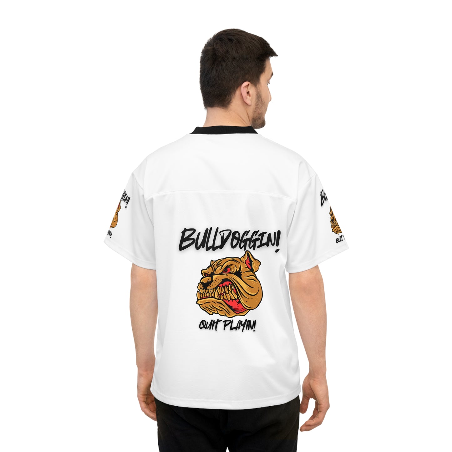 Unisex Bulldoggin' Football Jersey | Quit Playin' Graphic Tee for Sports Enthusiasts