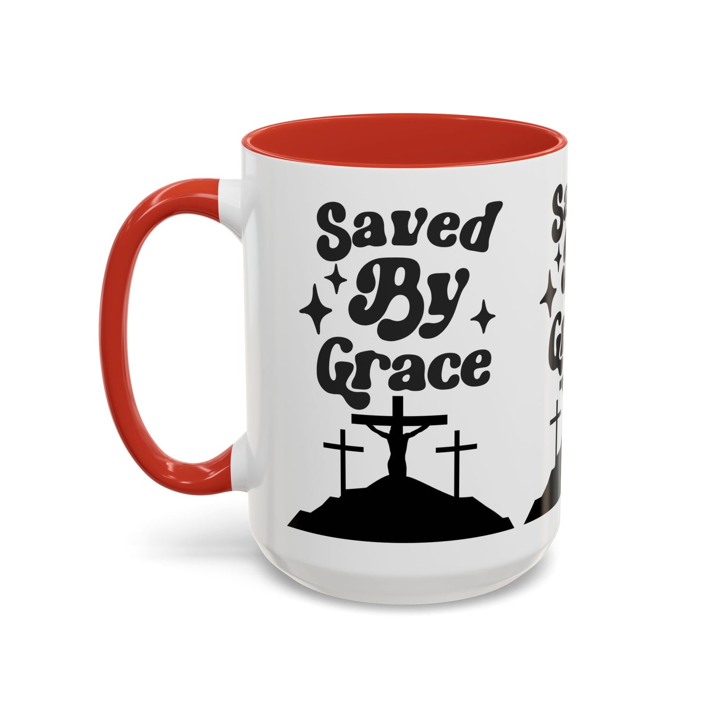 Saved By Grace Accent Coffee Mug - Inspirational Christian Gift (11, 15oz)