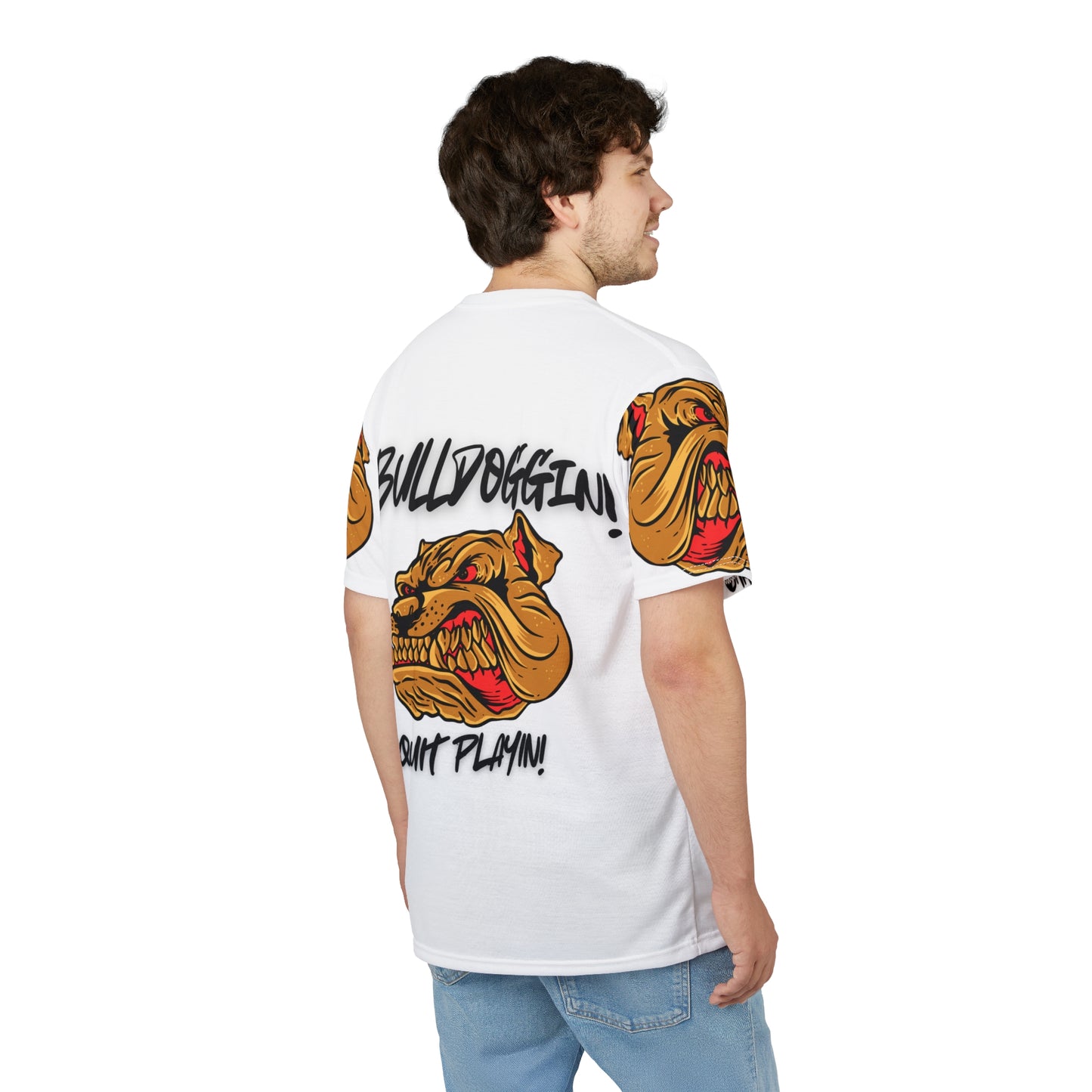 Bulldoggin' Unisex Cut & Sew Tee - Quit Playin' Graphic T-Shirt for Dog Lovers