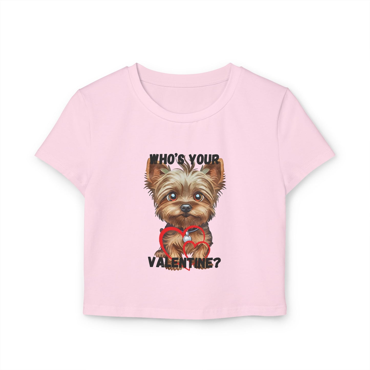 Valentine's Day Women's Baby Tee - 'Who's Your Valentine?' Cute Dog Design