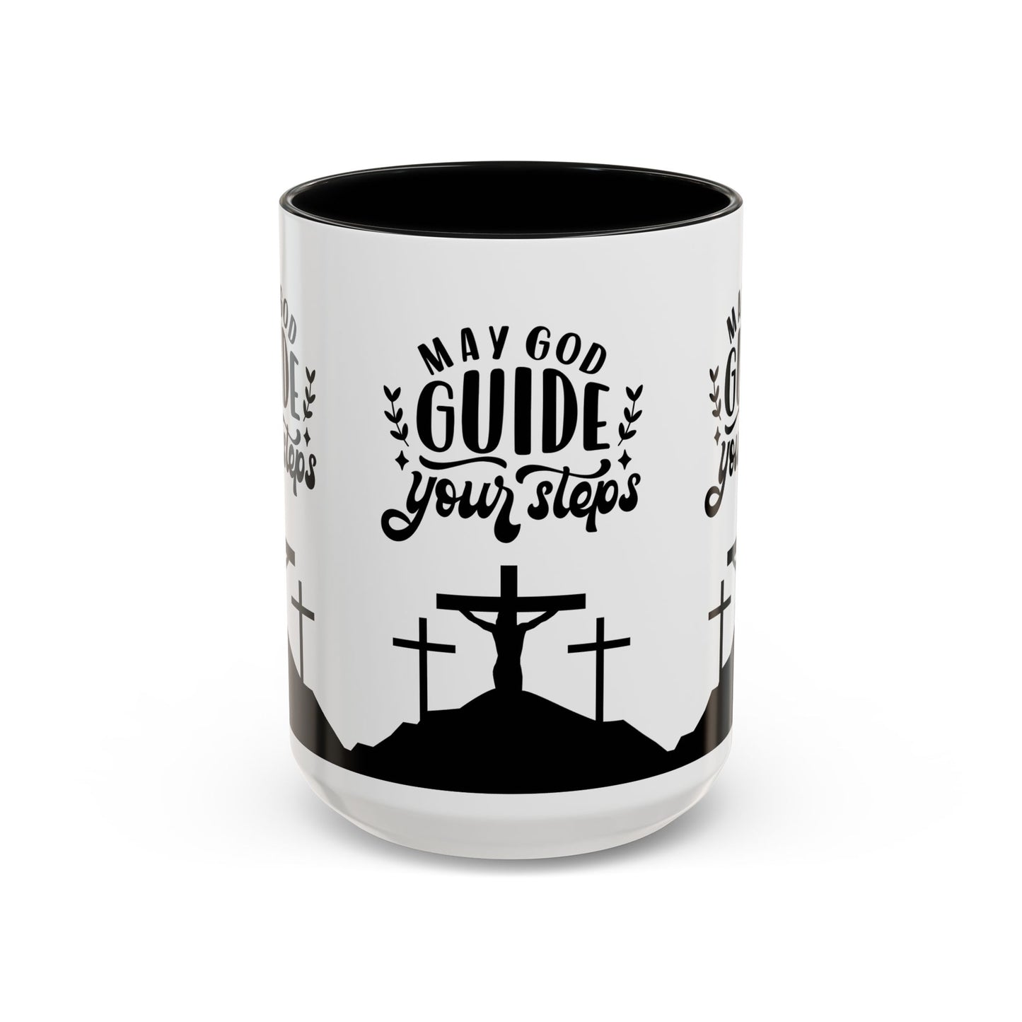 Inspirational Accent Coffee Mug - "May God Guide Your Steps" - Perfect for Faith & Hope