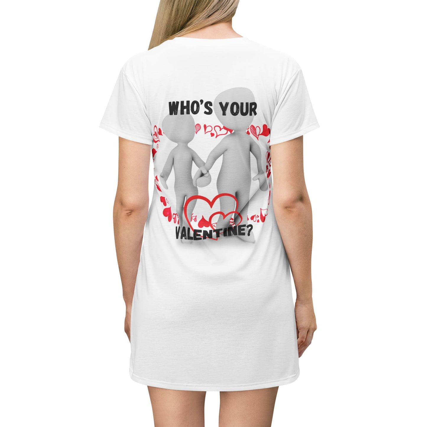 Valentine's Day T-Shirt Dress - "Who's Your Valentine?" Love-Themed Casual Wear