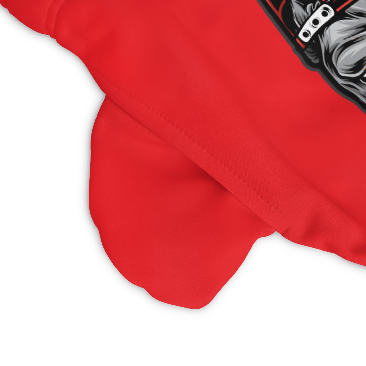 Red Athletic Long Shorts with '100% Dog' Design