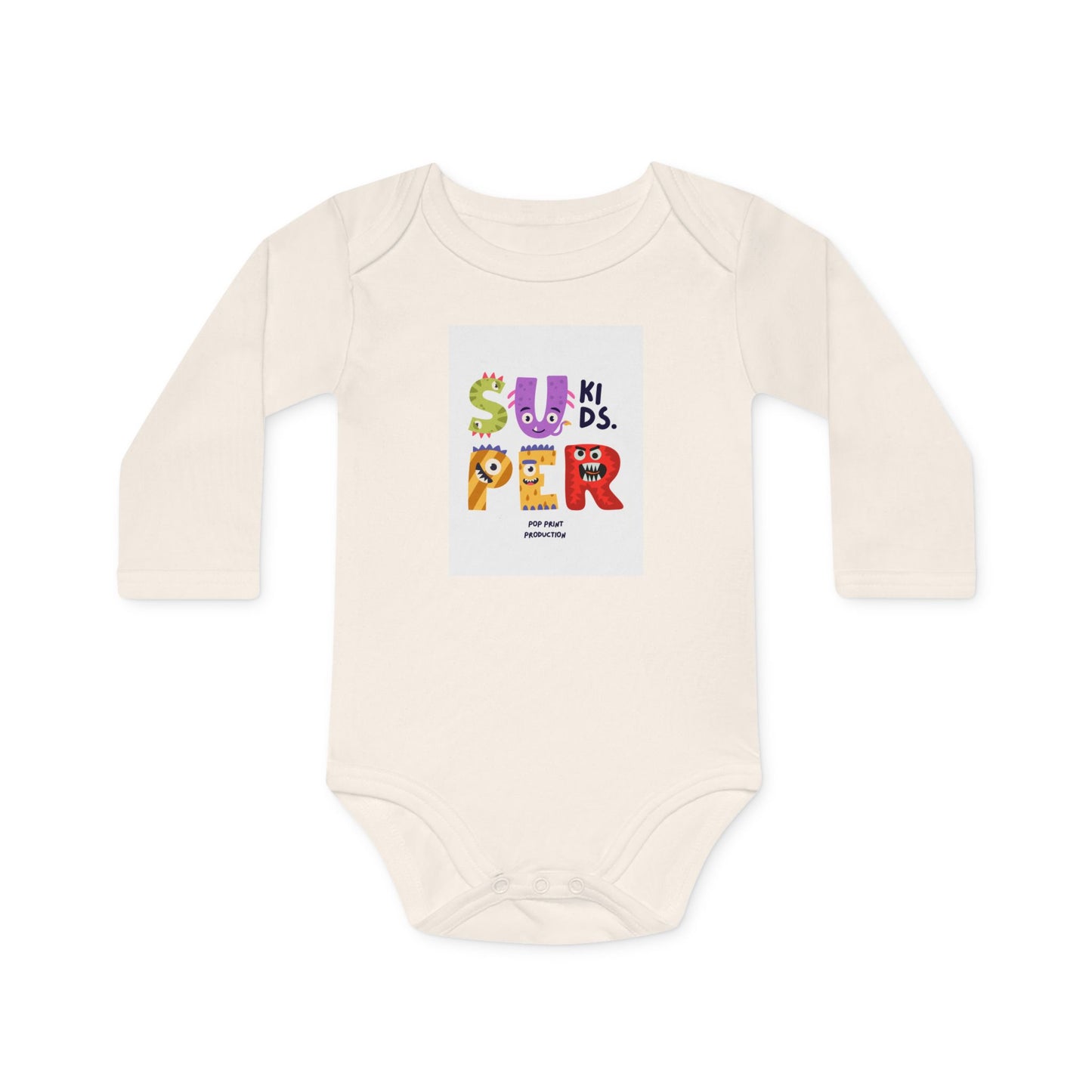 Super Kids Long-Sleeve Organic Baby Bodysuit - Cute & Colorful Design for Infants