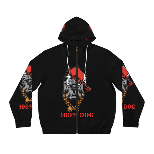 100% Dog Men's Full-Zip Hoodie - Urban Style Pet Lover Jacket