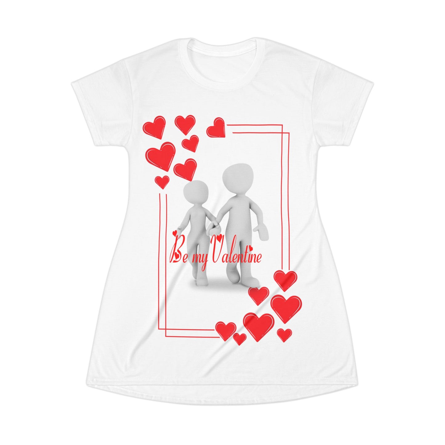 Be My Valentine T-Shirt Dress - Cute Heart Design for Romantic Occasions