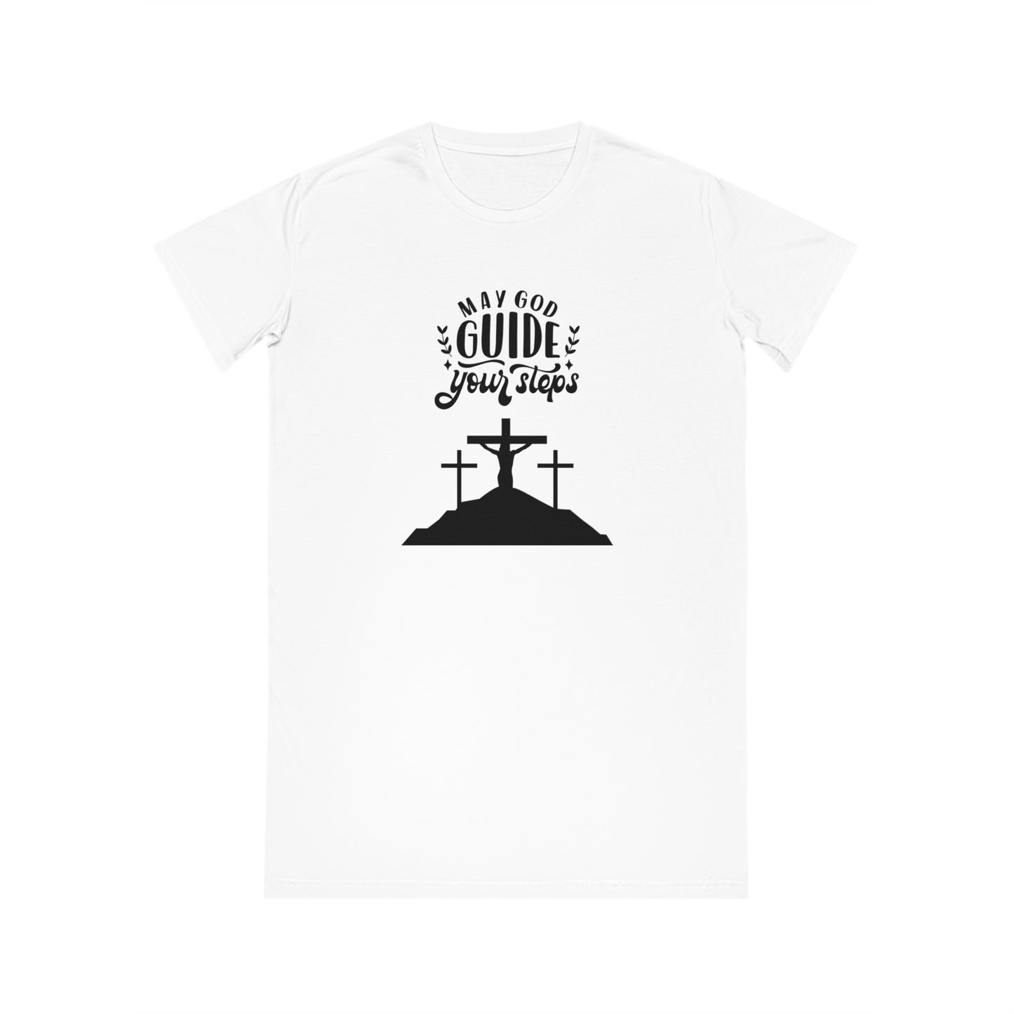 Faith-Inspired Spinner T-Shirt Dress - "May God Guide Your Steps"