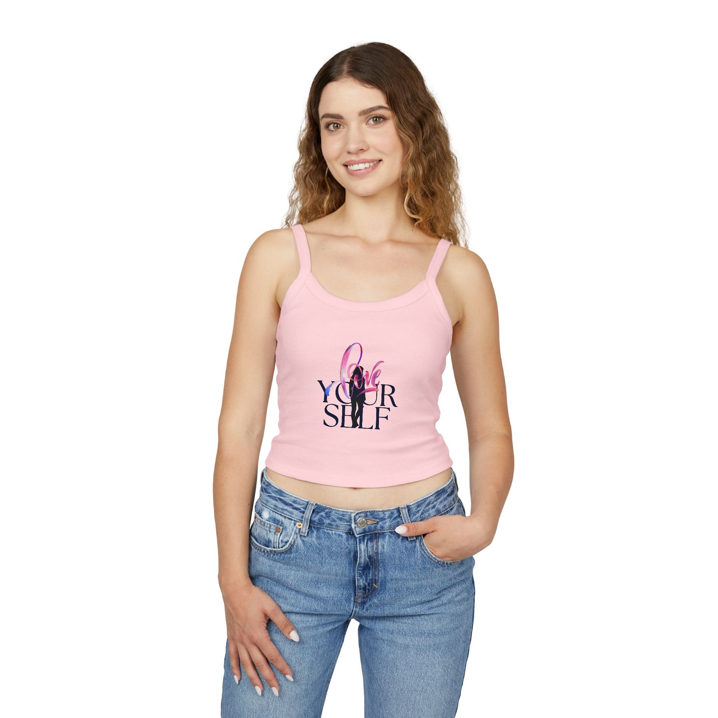 Love Your Self Women's Spaghetti Strap Tank Top - Motivational Quote Apparel