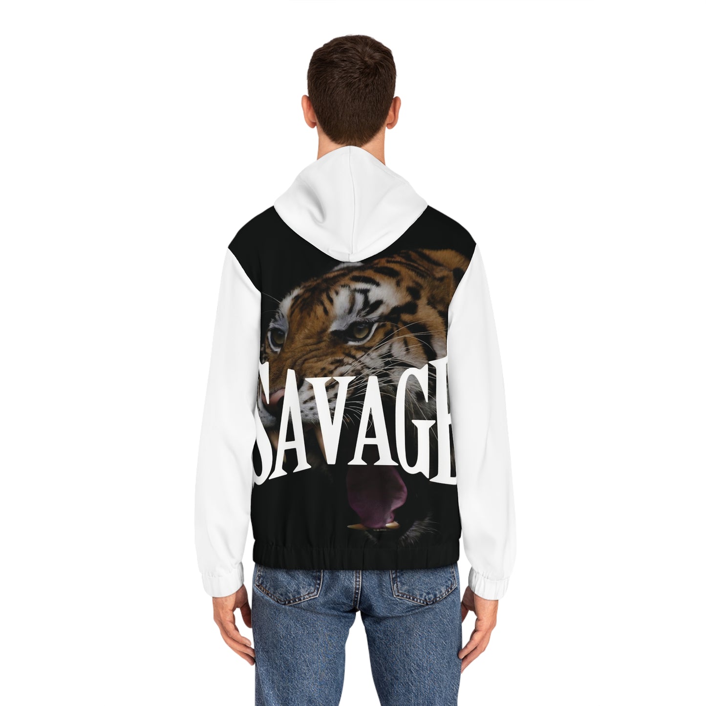 Savage Tiger Men's Full-Zip Hoodie - Bold & Edgy Streetwear