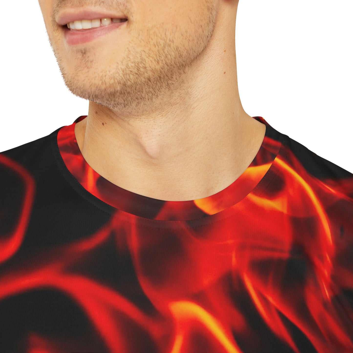 Men's Fire Pattern Polyester Tee - Bold and Stylish Activewear