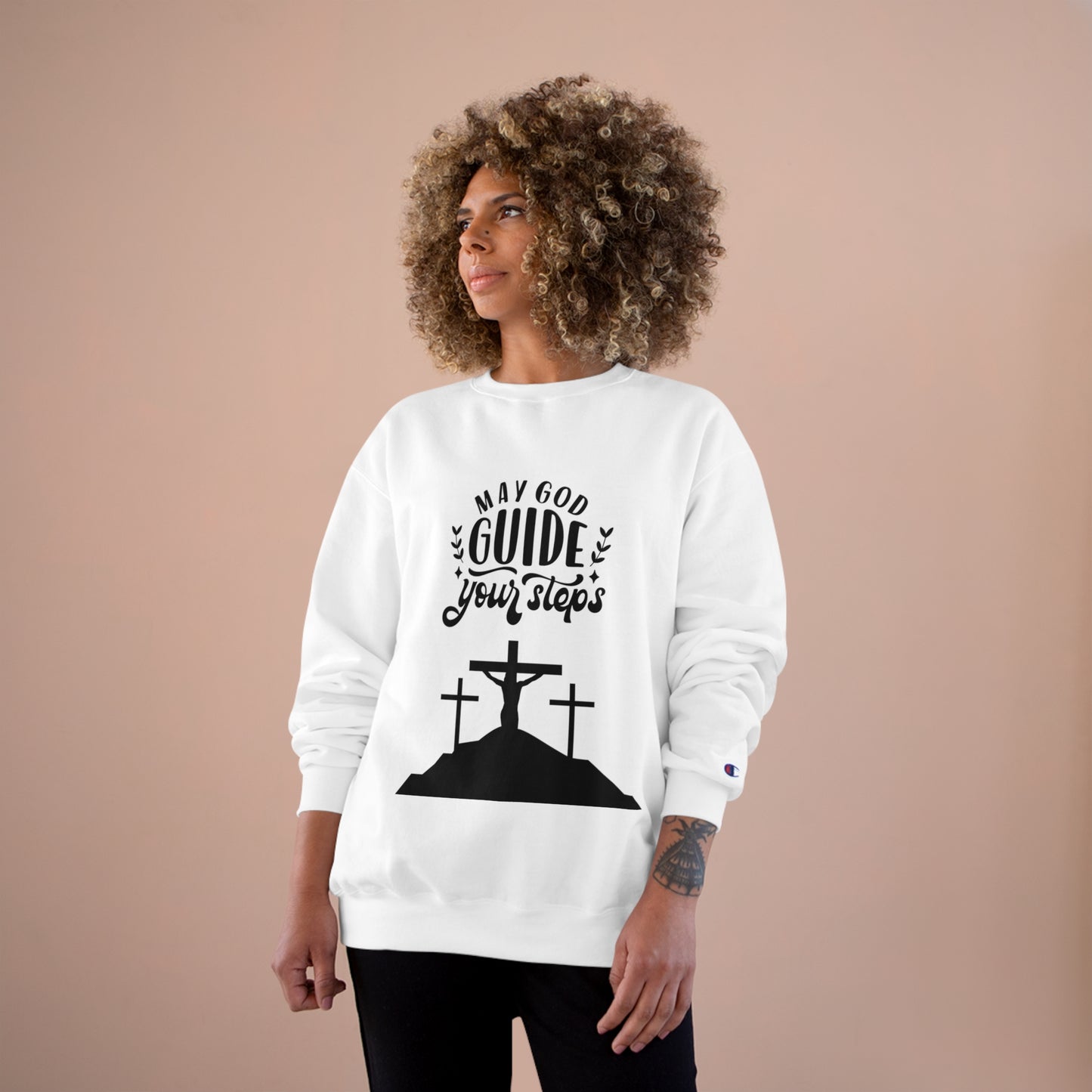 Faith-Inspired Champion Sweatshirt - "May God Guide Your Steps"