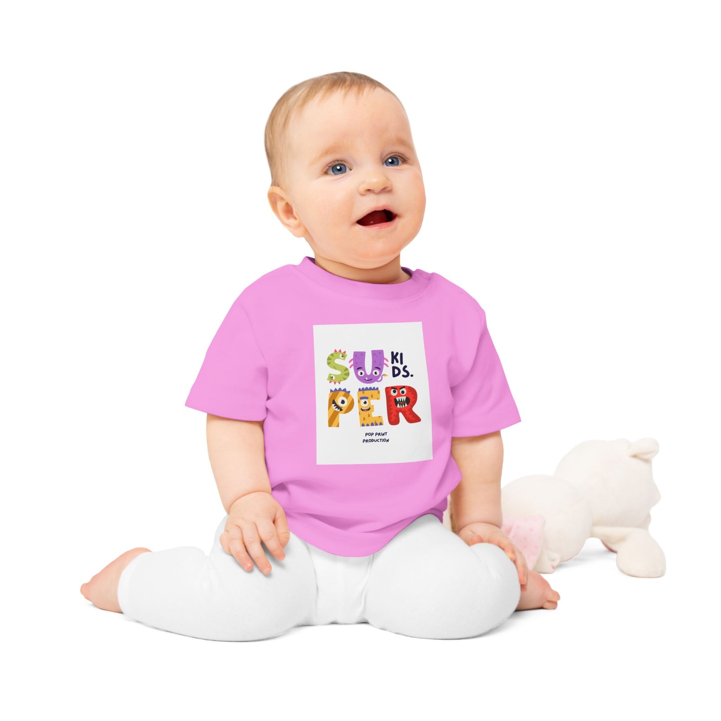 Super Kids Baby T-Shirt - Cute Cartoon Design for Playful Infants