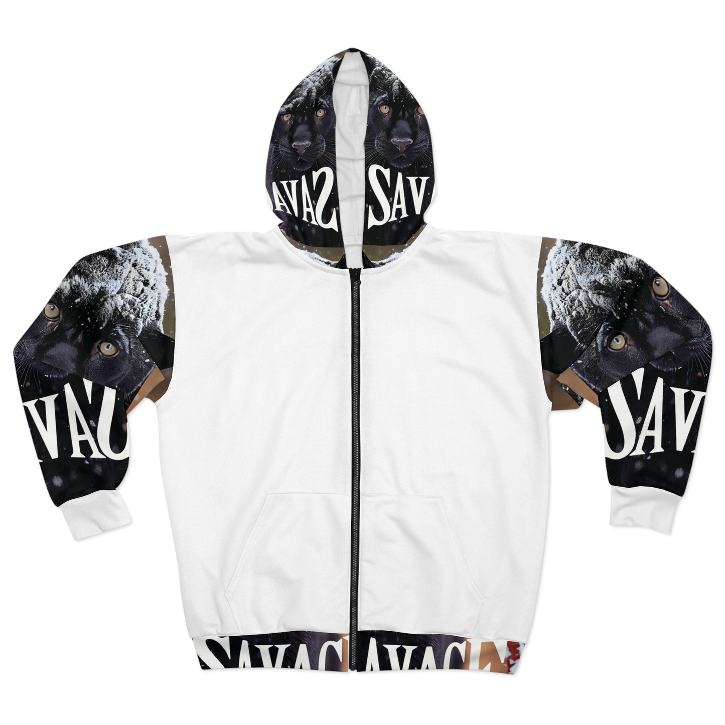 Savage Panther Unisex Zip Hoodie - Bold Animal Graphic Streetwear