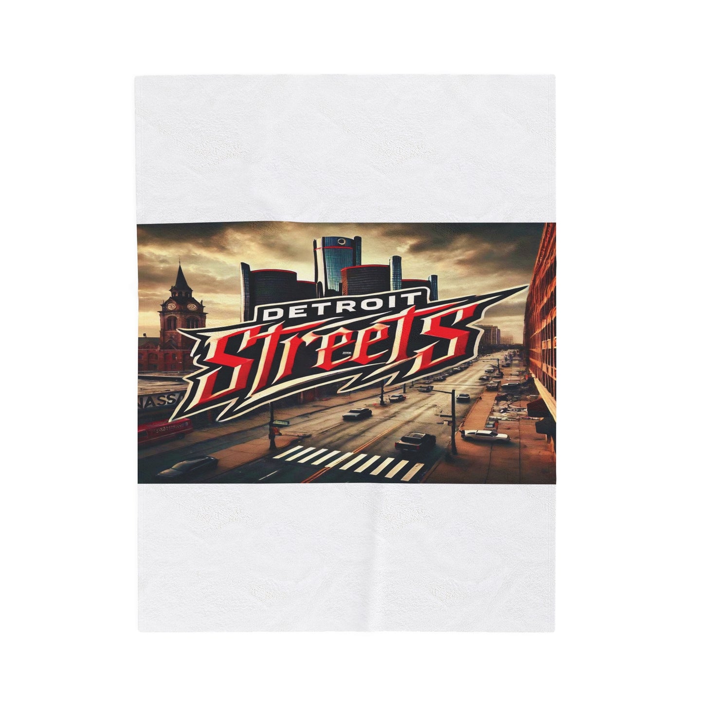 Detroit Streets Velveteen Plush Blanket - Cozy Urban Comfort for Home Decor